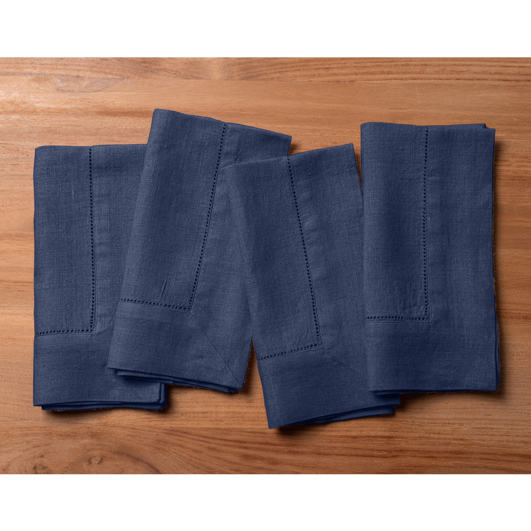 Premium Heavyweight Hemstitch Linen Napkins - Set of 4 - Elegant Dinner Party & Formal Dining Table Decor