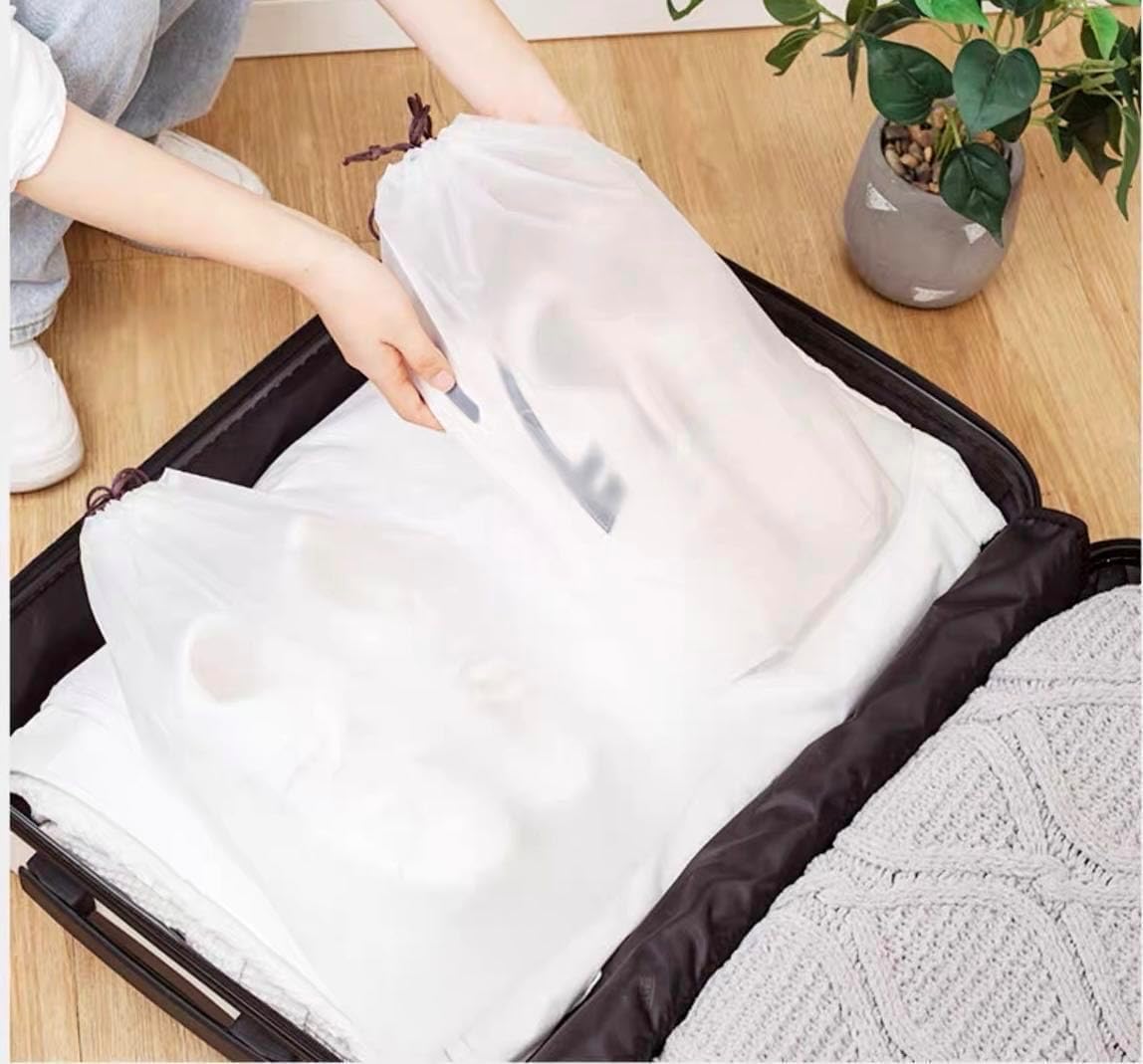 100 Pcs Clear Plastic Drawstring Shoe Bags for Travel & Storage - 14