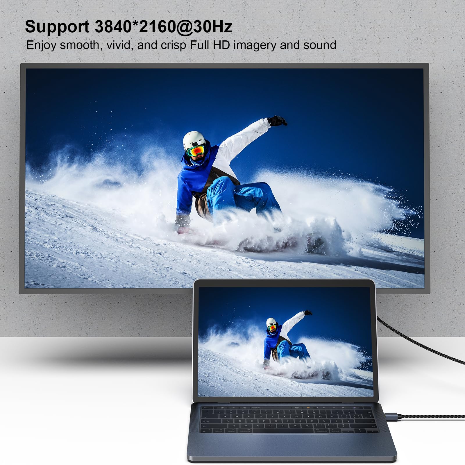 BENFEI Mini DisplayPort to HDMI 6 Feet Cable - 4K@30Hz, Aluminum Shell, Nylon Braided - Compatible with MacBook Air/Pro, Surface Pro/Dock, Monitors, Projectors - Ideal for Home Office, Gaming, and Presentations