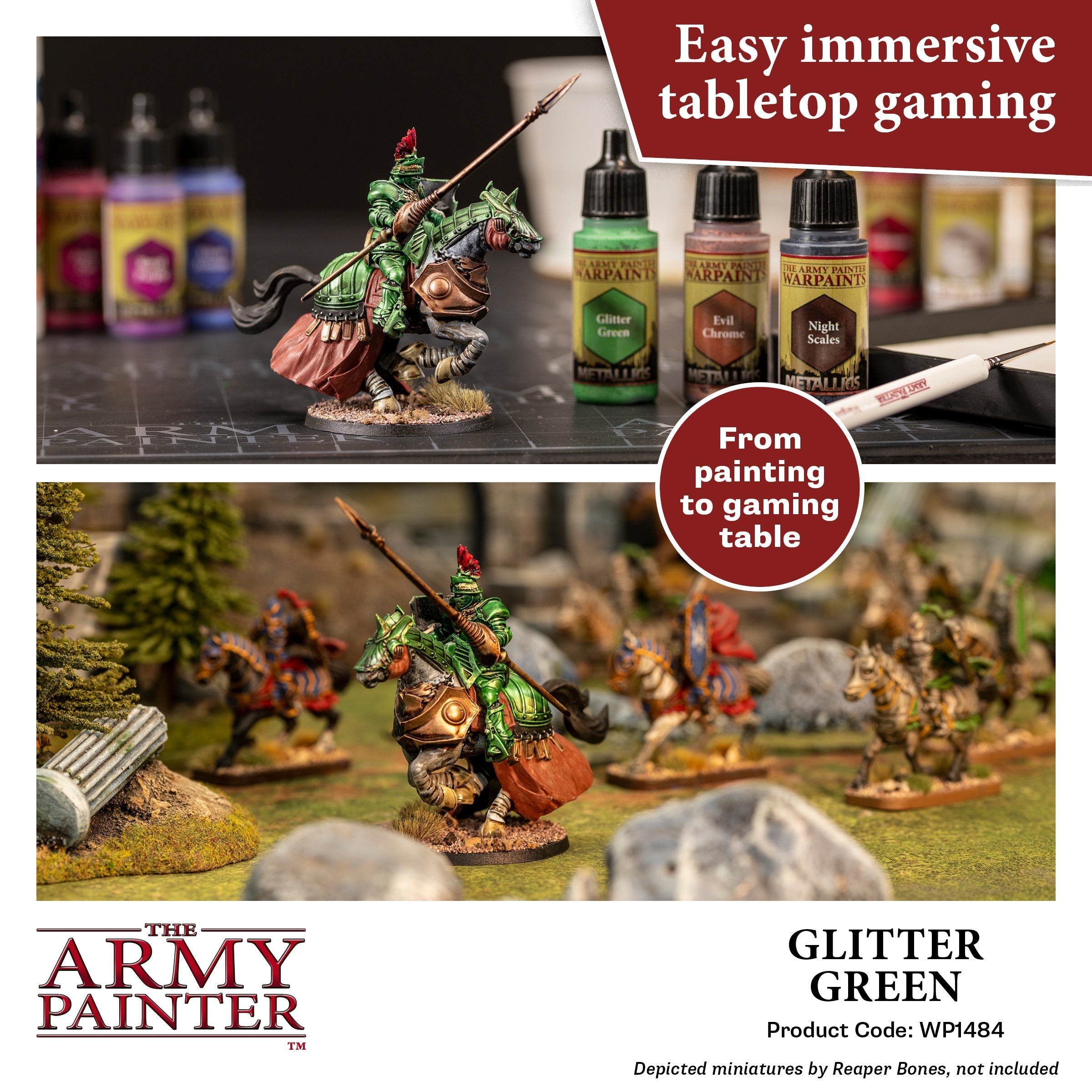 Warpaints Metallics Glitter Green - Metallic Green Glitter Paint for Cosplay, Face & Body Art - Perfect for Halloween, Parties & Festivals