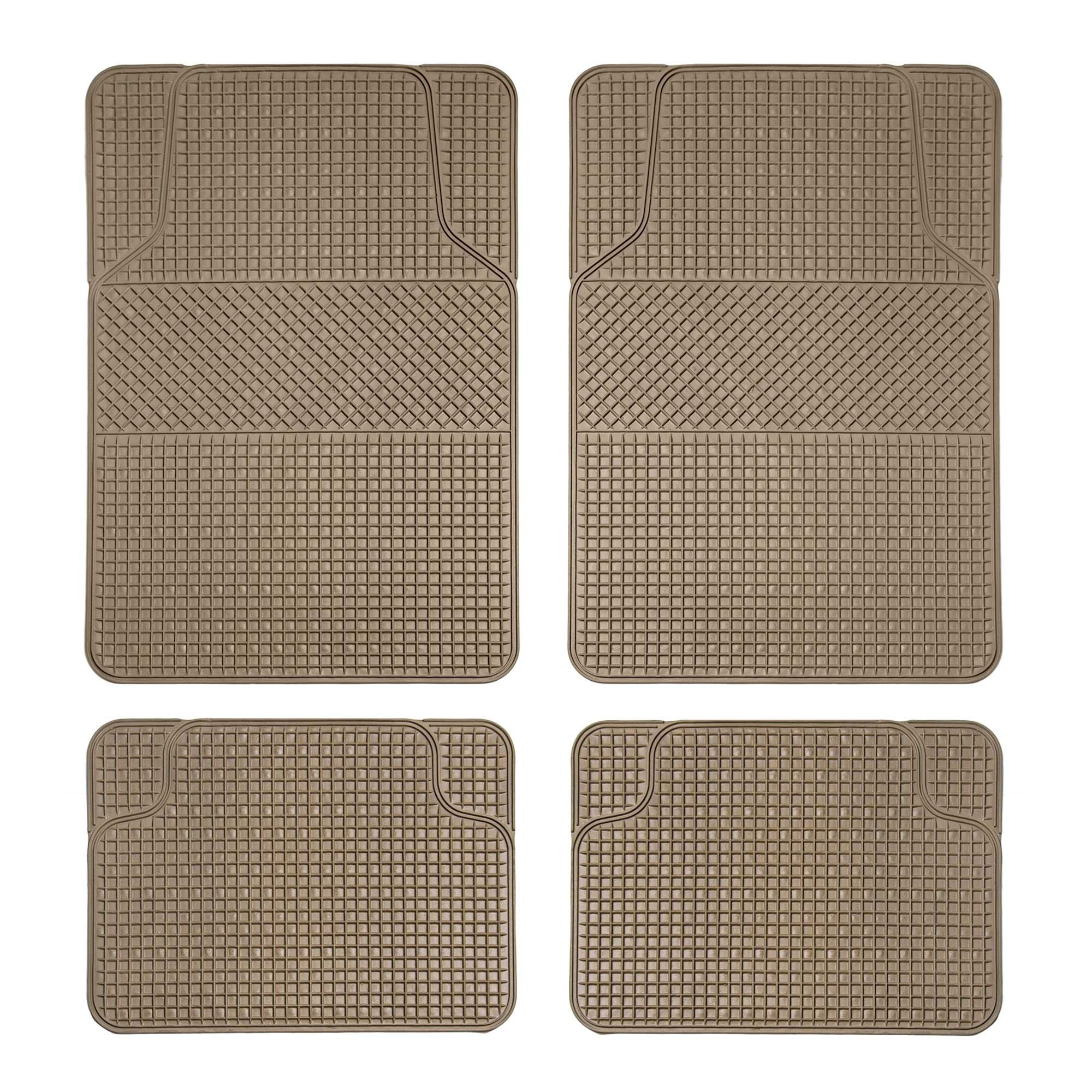 Premium All-Weather Automotive Floor Mats - Universal Fit for Cars, SUVs & Trucks | Tan Beige ClimaProof Checker Design | Anti-Slip Protection | FH Group F11300BEIGE | Ideal for Daily Commute, Road Trips & Off-Road Adventures