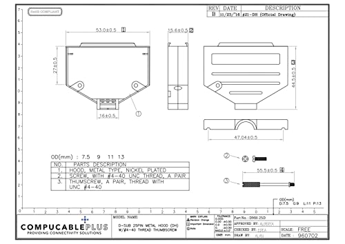 Premium DB25 Female Solder Kit - Full Profile Metal Hood (No Ear) for Reliable Connections | Ideal for Industrial Equipment, Networking & Electronics Repair