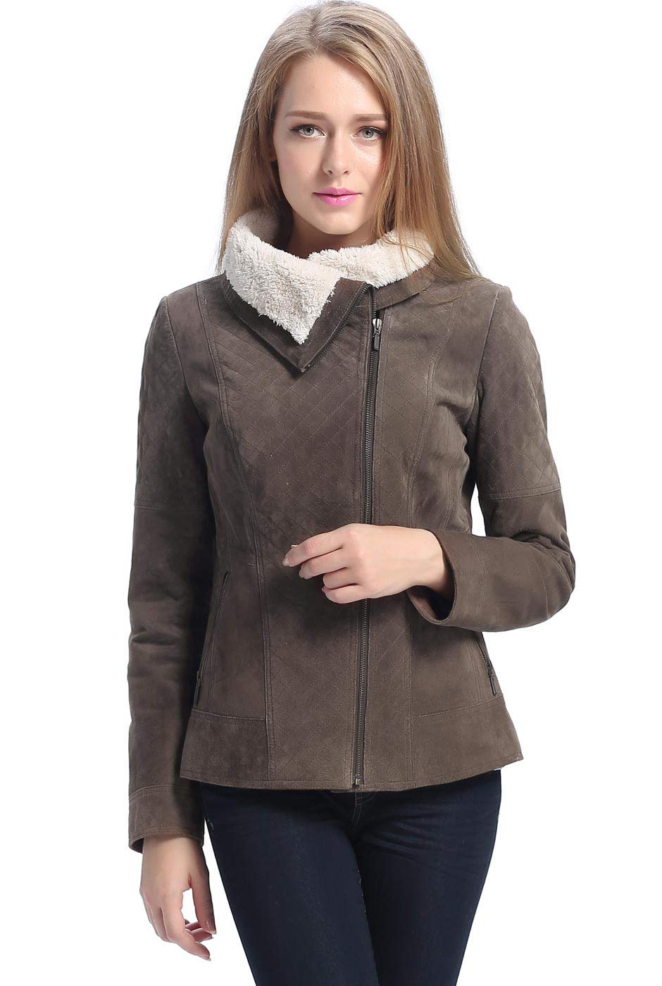 BGSD Women's Liza Suede Leather Jacket - Stylish Faux Suede Biker Jacket for Women (Plus Size & Petite Available) | Perfect for Casual Outfits, Date Nights & Fall Fashion