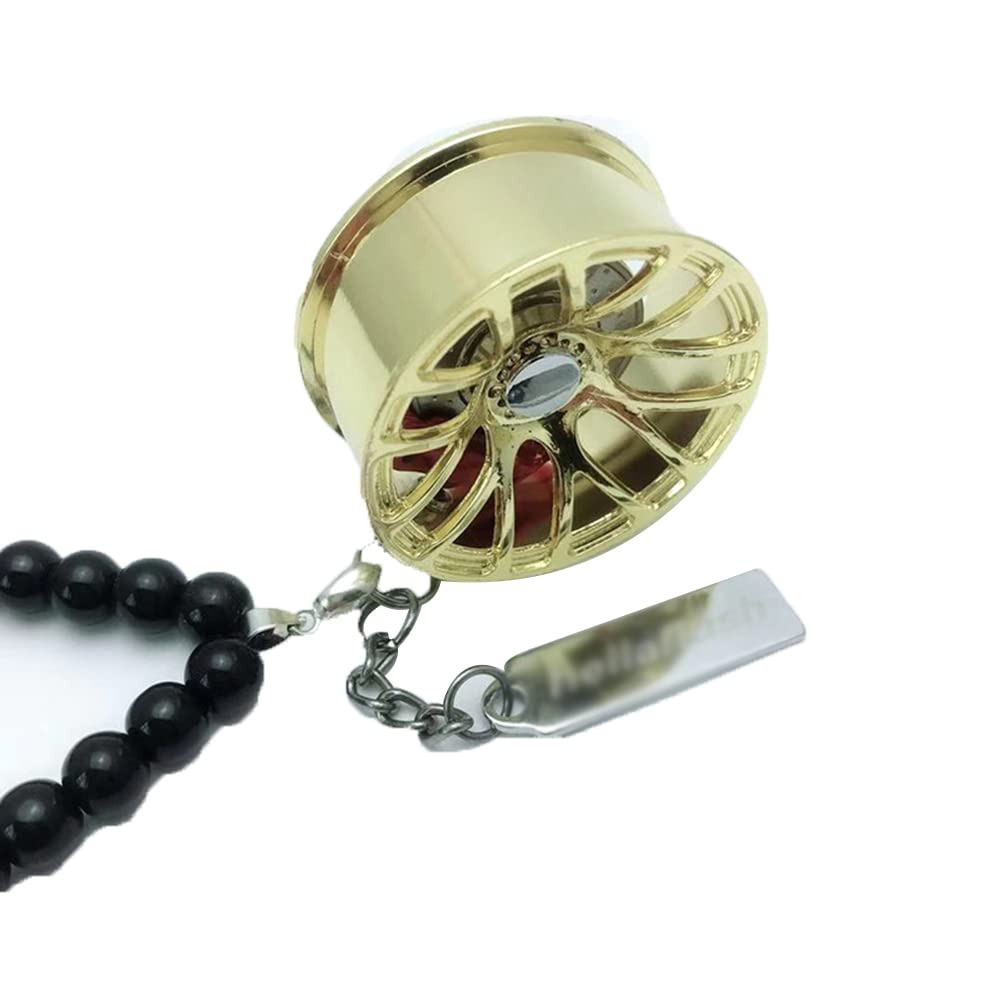 SEADEAR Gold Car Rear View Mirror Pendant - Beaded Hanging Chain Wheel Rim Charms for Car Interior Decoration & Accessories | Perfect for Personalizing Your Vehicle & Enhancing Driving Experience