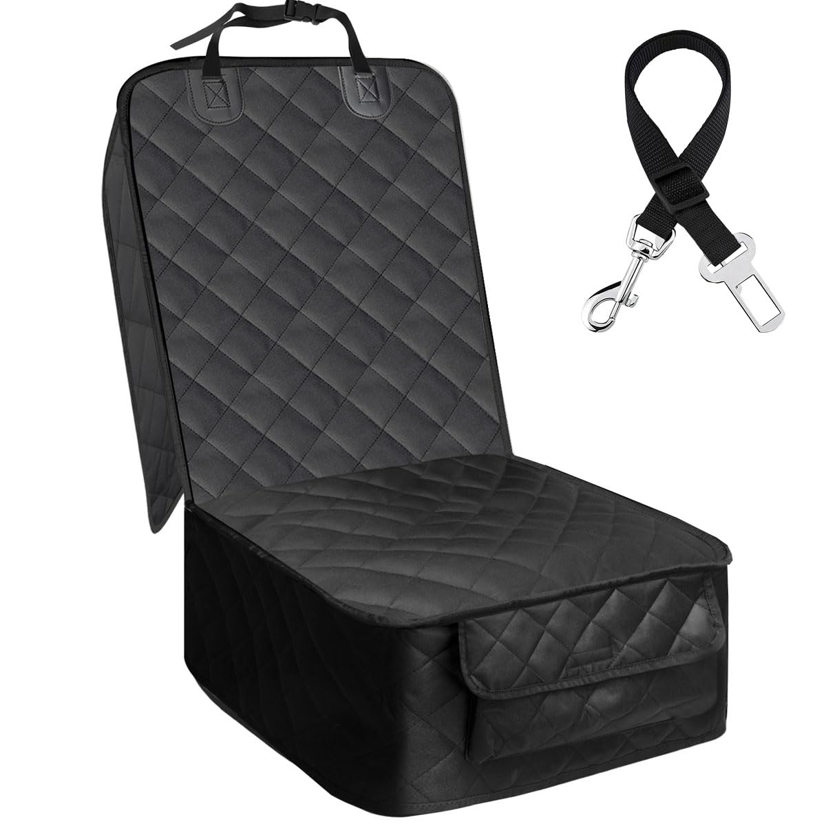 Waterproof Dog Car Seat Cover for Front Seat - Scratchproof Pet Hammock with Mesh Window & Zipper Opening - Universal Fit for Cars, Trucks, SUVs & Jeeps - Perfect for Travel, Outdoor Adventures & Daily Commutes