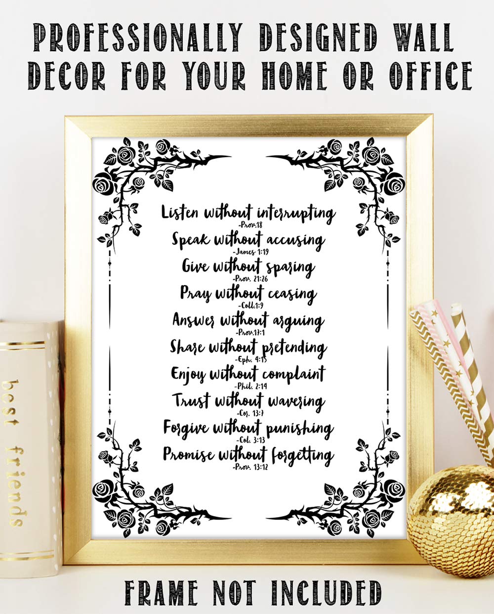 Marriage Rules Bible Quote Wall Art - Inspirational Christian Scripture Prints for Home & Office - Black and White Religious Decor for Women - Perfect for Wedding Gifts, Bedroom & Faith-Based Spaces