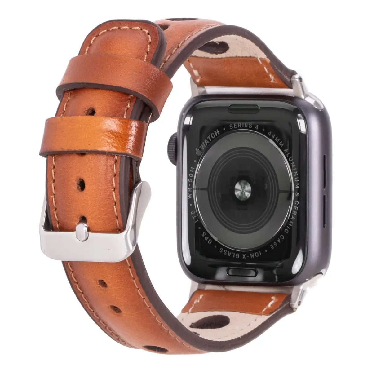 Premium Burnished Tan Leather Apple Watch Band - Stylish & Durable Rally Strap for Workouts, Travel & Everyday Wear