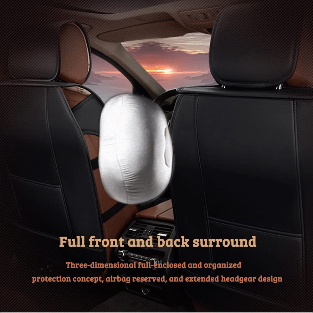 Premium Universal Leather Car Seat Covers Full Set - Luxury Diamond Stitching Design for Cars, SUVs & Trucks | Comfortable & Durable Auto Interior Accessories | Perfect for Road Trips, Commuting & Family Travel (Orange)