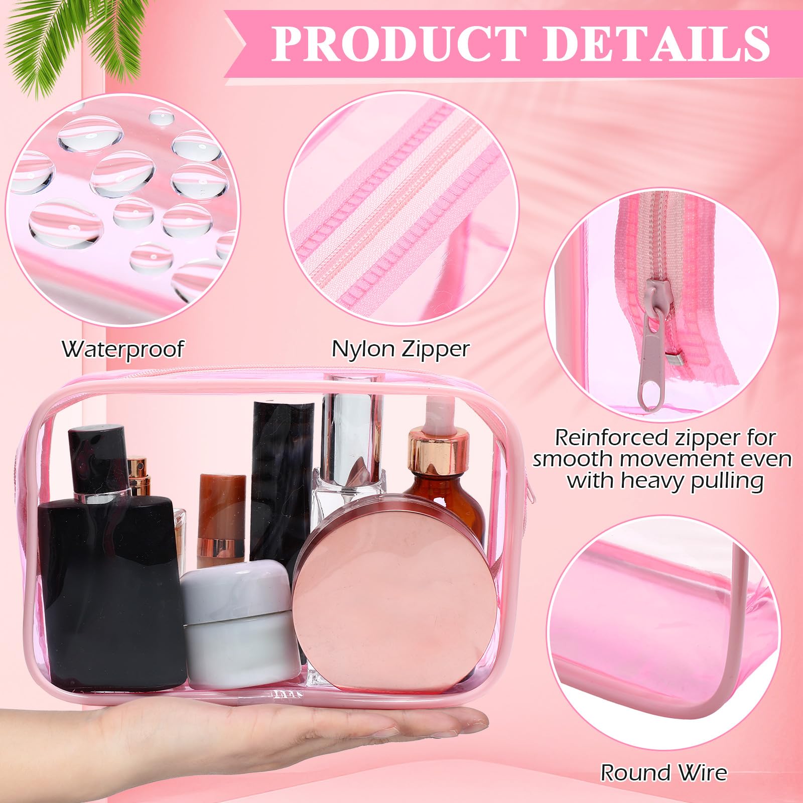 12-Piece Clear PVC Makeup Bags Set - Waterproof Cosmetic Storage Pouches with Zipper for Women | Travel Toiletry Organizer, Bathroom Essentials & Daily Makeup Organization