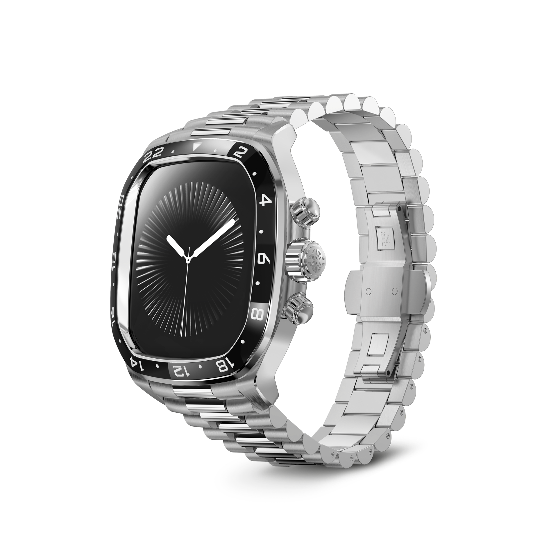 Apple Watch Case CRCS46 - Silver & Black Protective Cover for Apple Watch Series 1-8 - Perfect for Gym, Running & Outdoor Activities