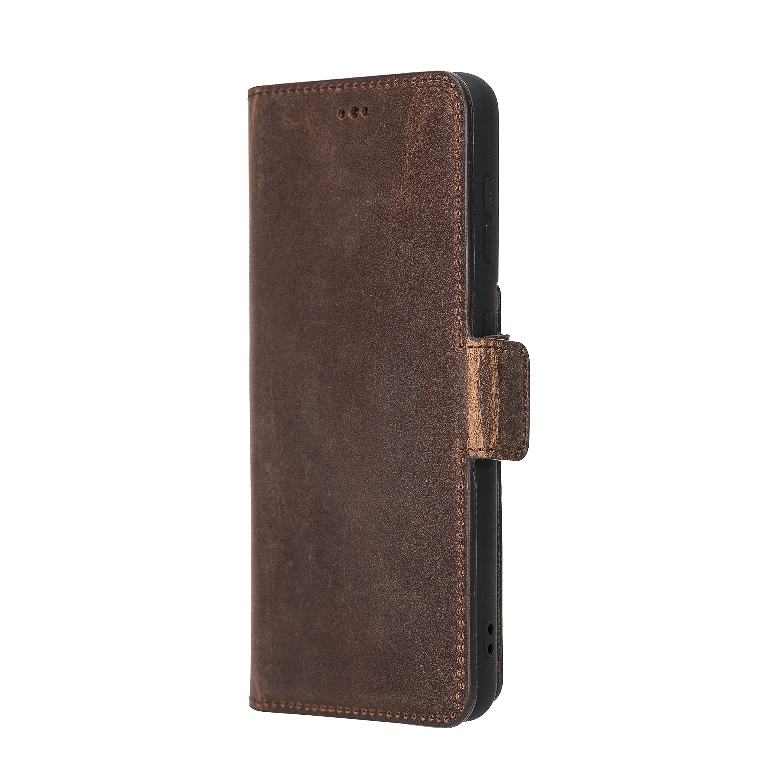 Premium Full Grain Leather Samsung Galaxy S21 Wallet Case - Magnetic Flip Cover with Card Holder & Kickstand | Slim Protective Folio Phone Case for Men & Women | Perfect for Work, Travel & Everyday Use (Antique Brown)
