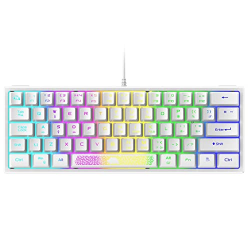 RGB Backlit 60% Mechanical Gaming Keyboard & Mouse Combo - Wired Compact 62-Key UK Layout for PC & Office Use, Perfect for Esports & Typing (White, One Size)