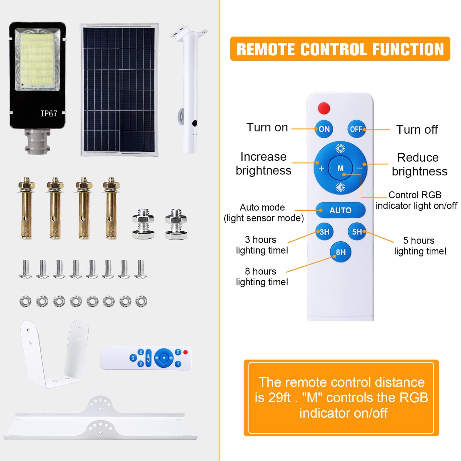 1400W Solar Street Lights - 130,000 Lumens Dusk to Dawn Outdoor Solar Flood Light with Remote Control, 6500K Daylight, IP67 Waterproof - Perfect for Yard, Garden, Street, Parking Lot & Pathway Lighting