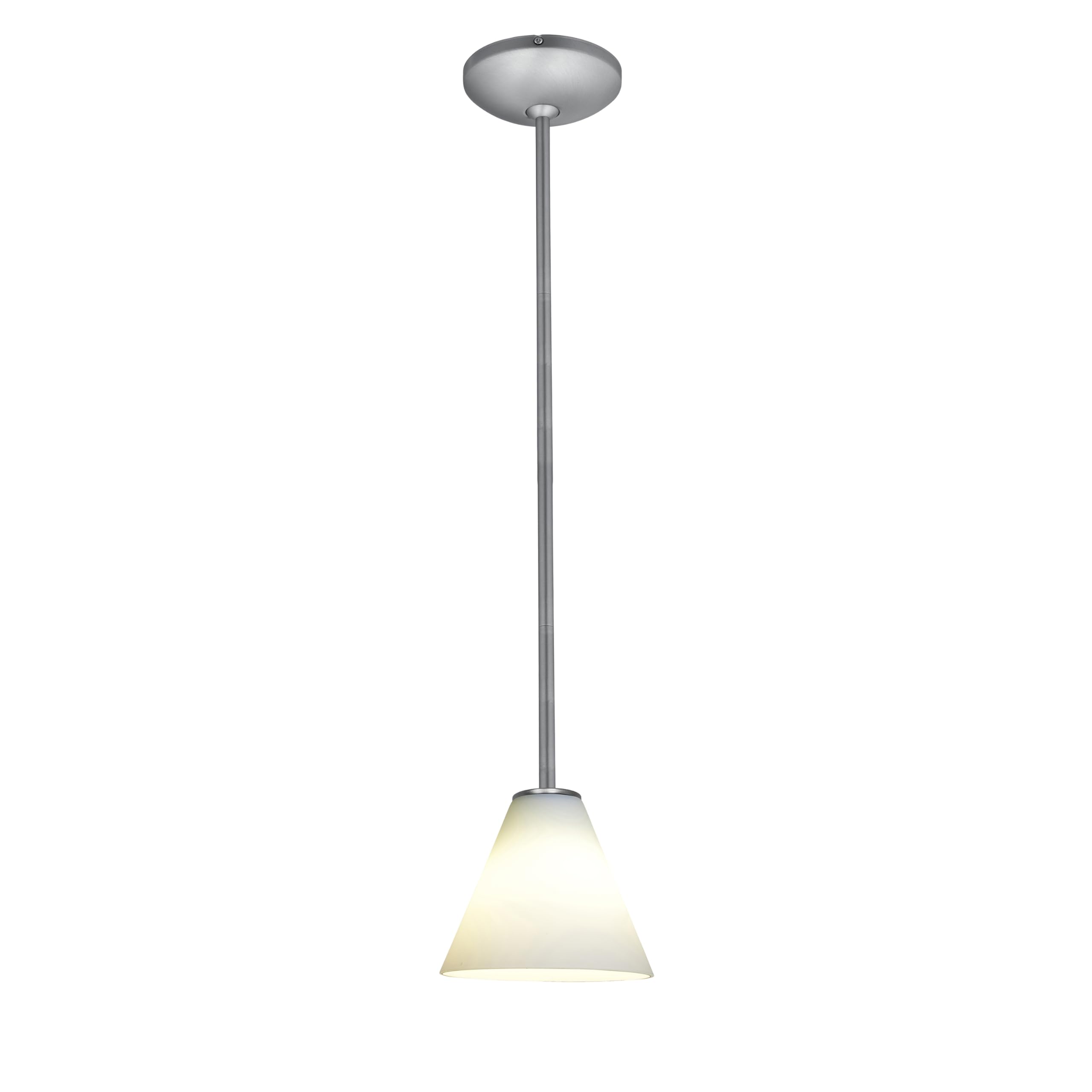 Brushed Steel Martini Glass Pendant Light with White Glass Shade - Modern Bar Lighting Fixture for Kitchen Island, Dining Room or Lounge Decor
