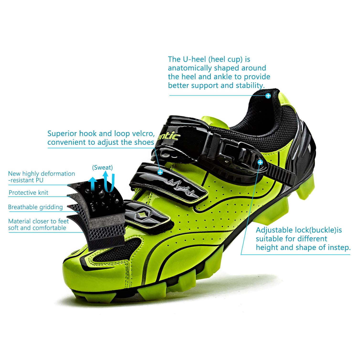 Santic Men's SPD Mountain Bike Shoes - Breathable Self-Locking Cycling Shoes for MTB & Road Biking | Ideal for Trail Riding, Commuting & Indoor Cycling