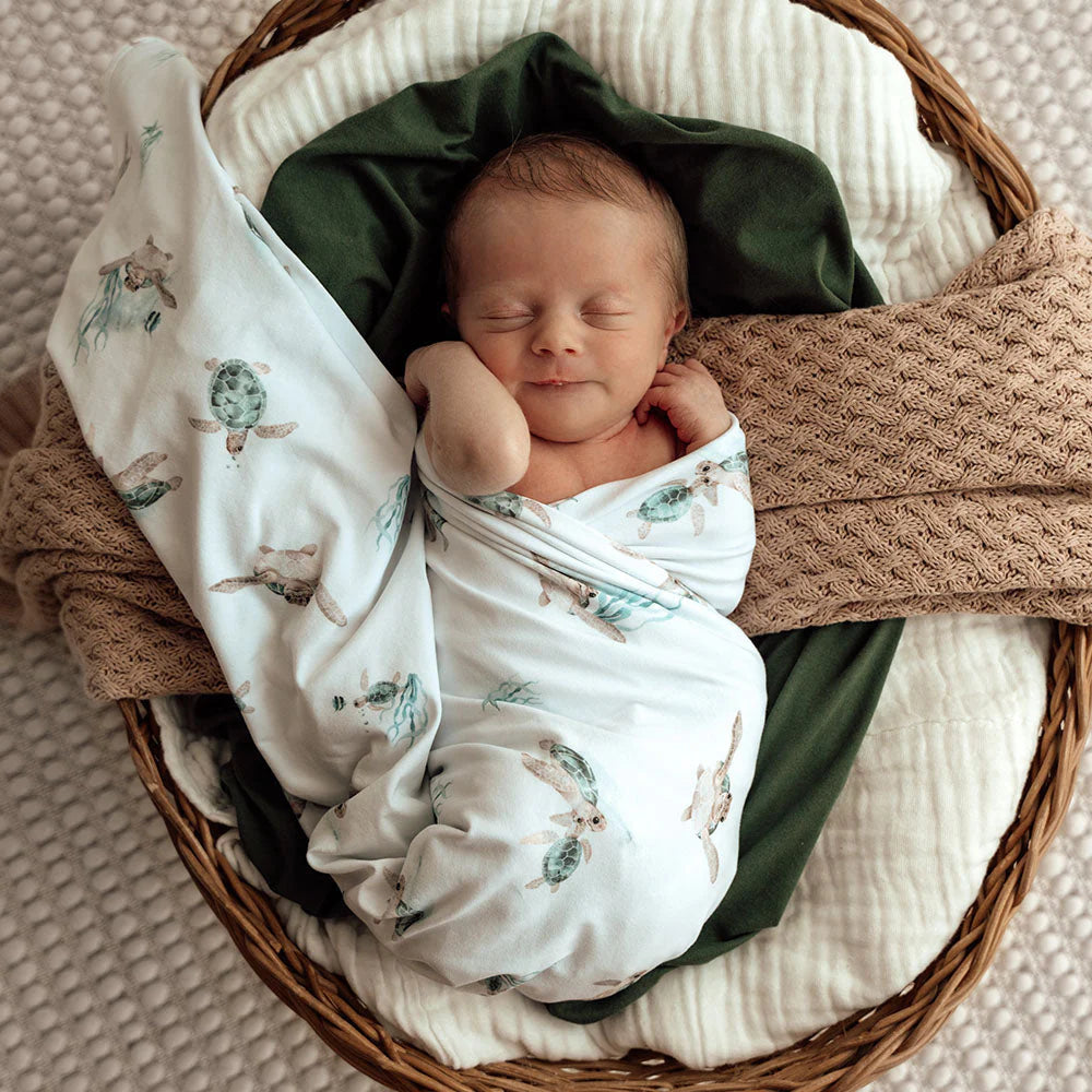 Snuggle Hunny Baby Jersey Wrap & Beanie Set - Soft Turtle Design for Newborns - Perfect for Photo Shoots, Gifts & Cozy Outings