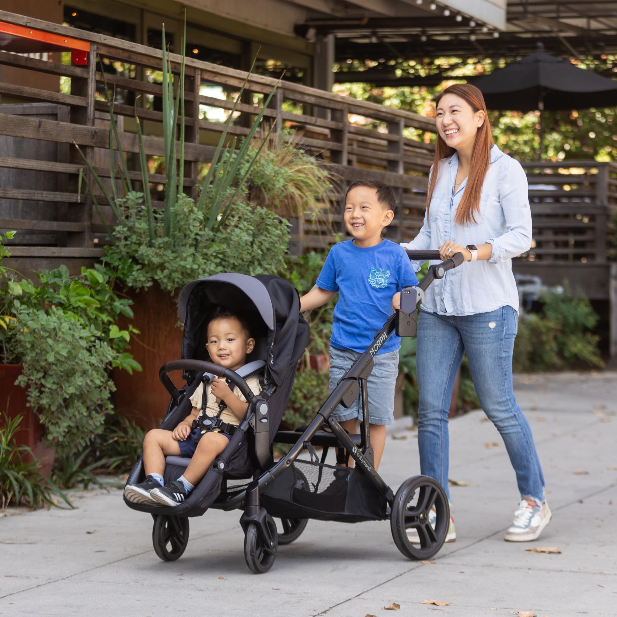 Baby Trend Morph Single to Double Modular Stroller - Convertible Lightweight Stroller for Twins or Infant, Dash Grey | Perfect for Travel, Shopping & Daily Walks