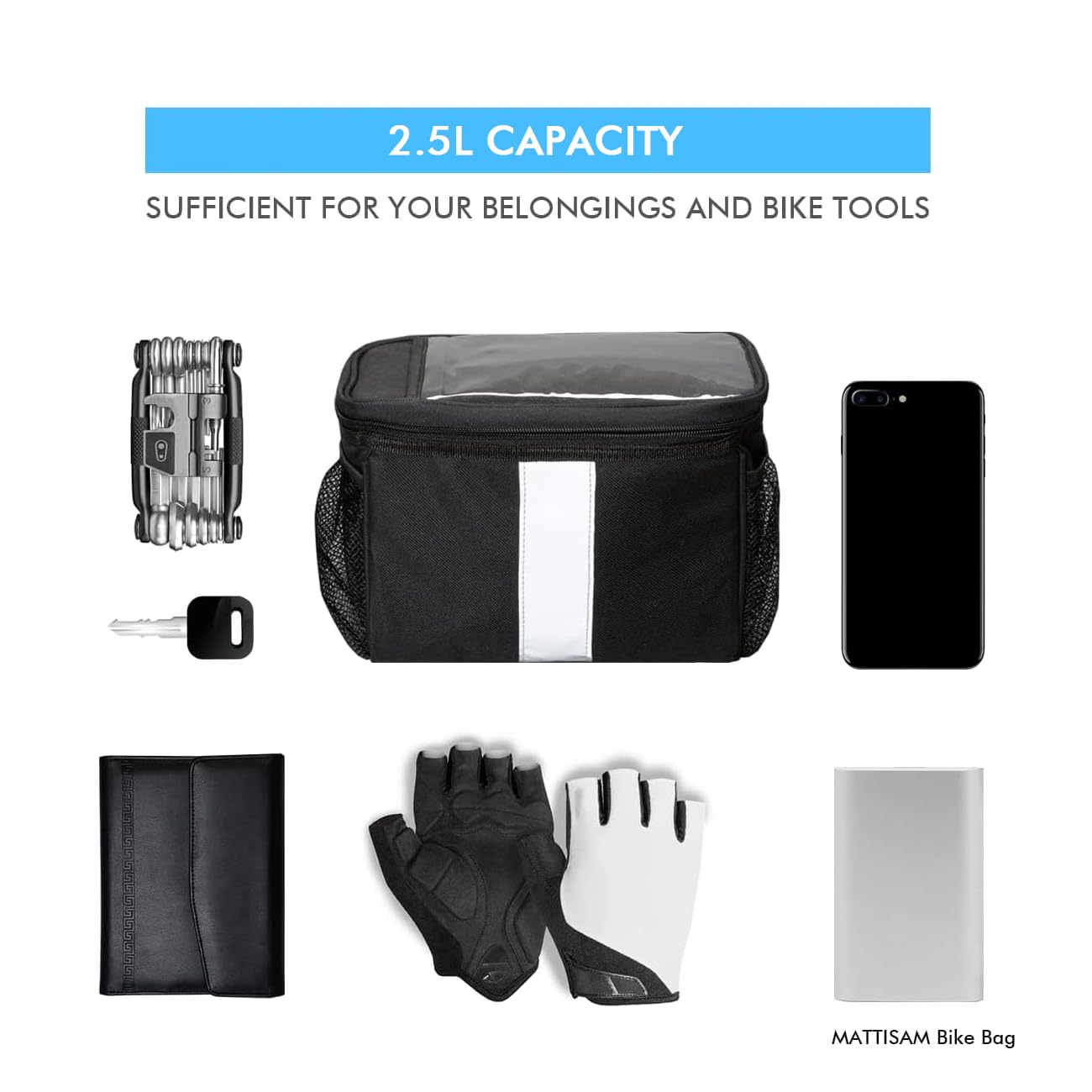 **Waterproof Bike Handlebar Bag with Phone Mount & Cooler - Fits Phones Under 7