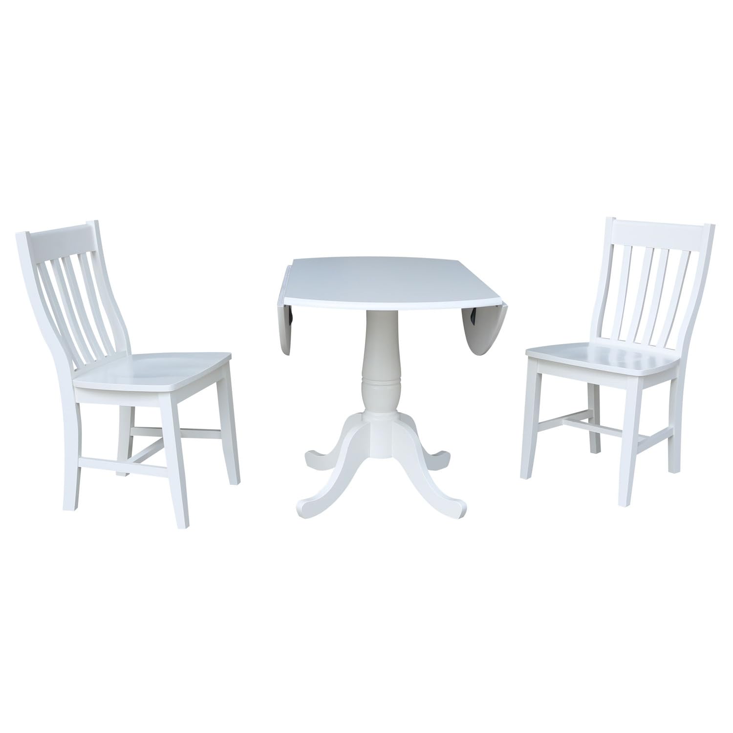 International Concepts 42-inch Round Pedestal Dining Table with 2 Chairs, White - Perfect for Small Spaces, Breakfast Nooks & Cozy Kitchen Dining
