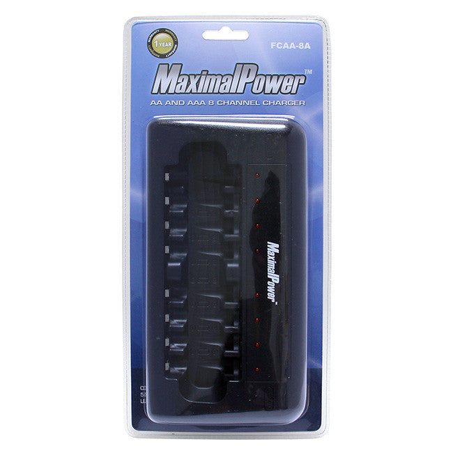 MaximalPower 8-Port USB Fast Charging Station with 4 Rechargeable AA AAA Batteries - Multi-Device Charger for iPhone, iPad, Samsung - Perfect for Home, Office & Travel Accessories