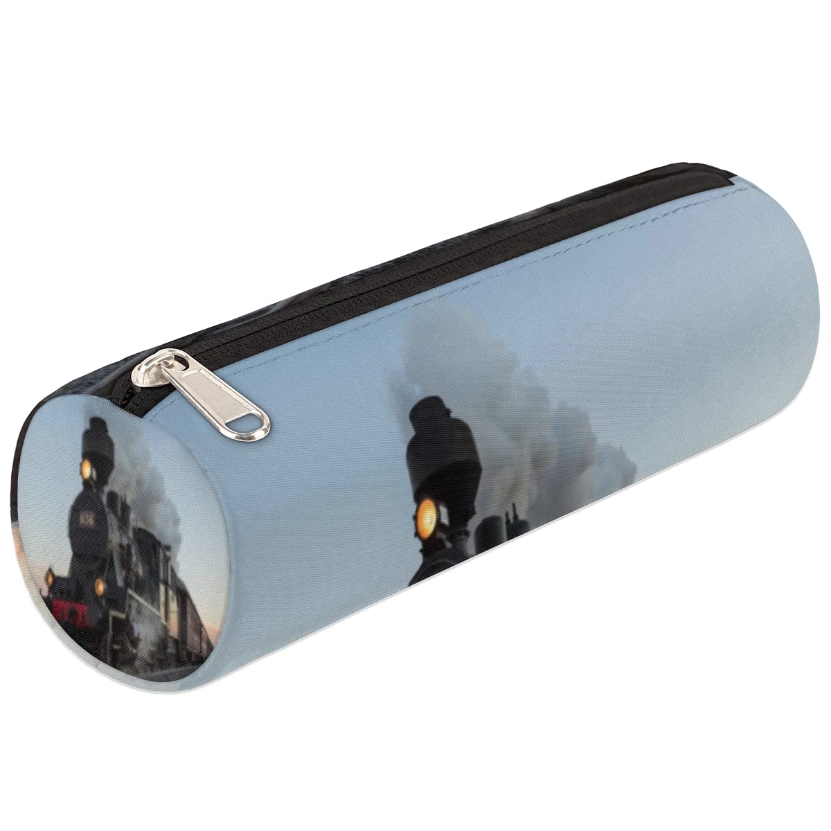Vintage Steam Train Locomotive Design Zipper Pencil Case - School Stationery Organizer for Kids, Teens & Adults - Perfect for Classroom, Office, Travel & Makeup Brush Storage