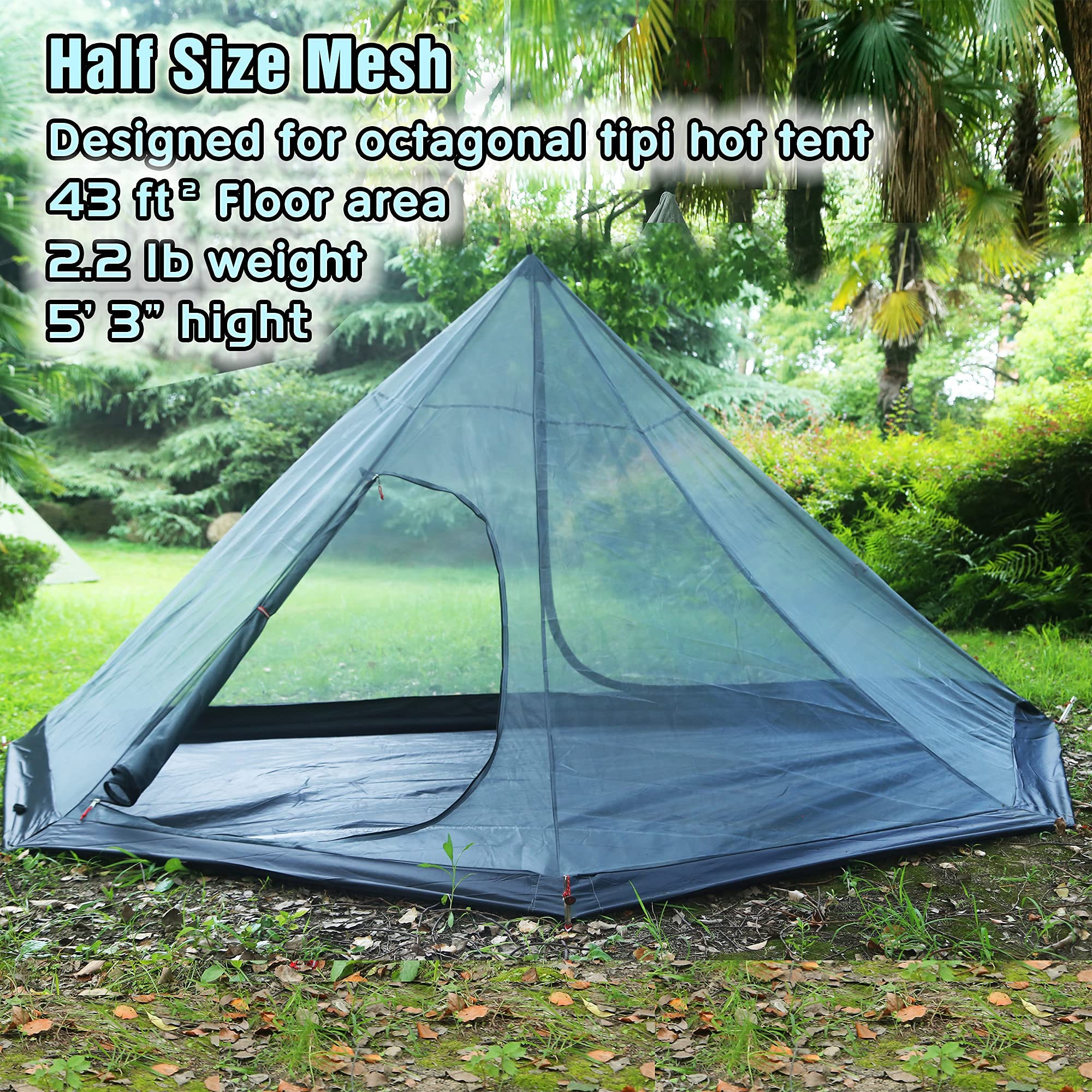 4 Person 5lb Lightweight Tipi Hot Tent with Stove Jack - 7'3