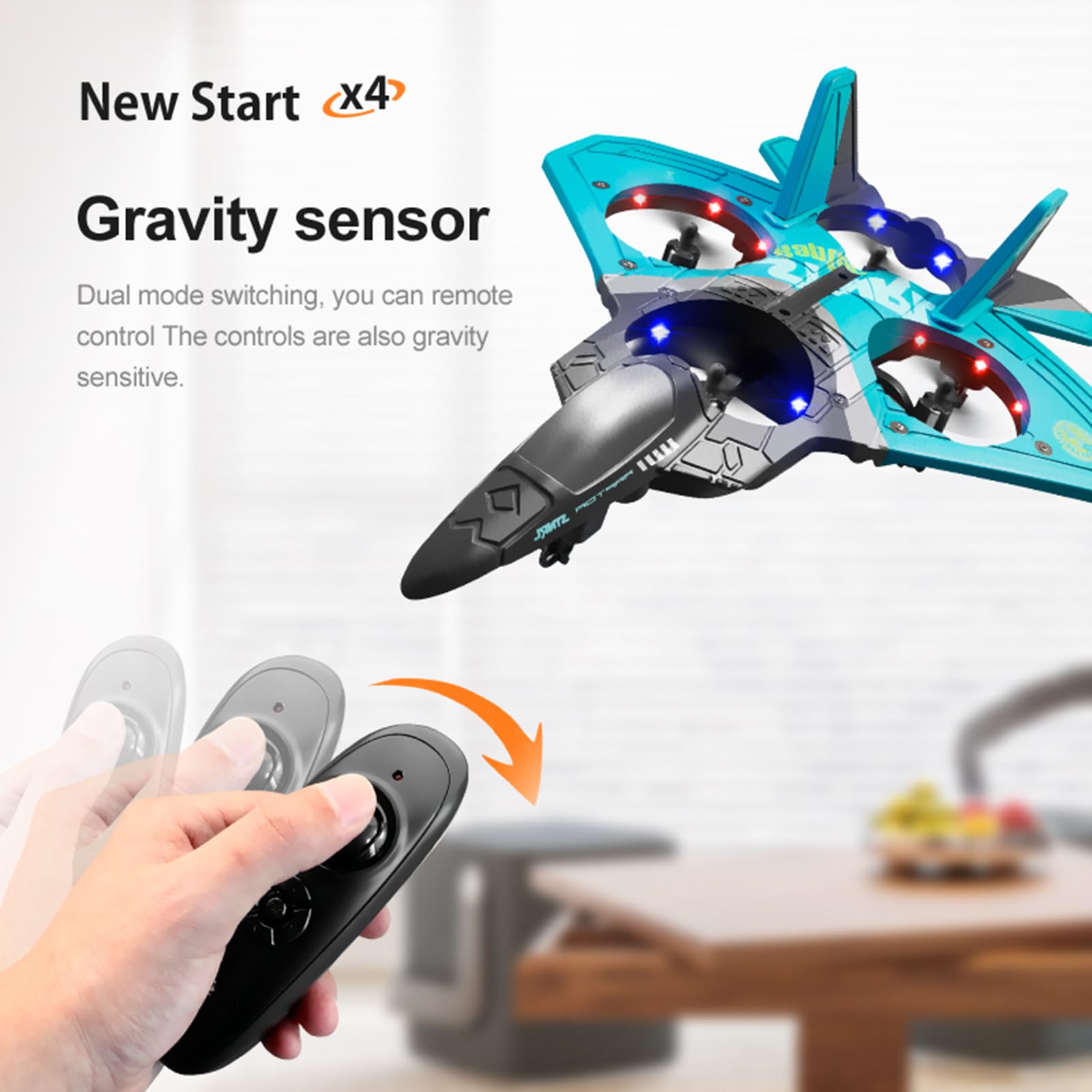 V17 Jet Fighter Stunt RC Airplane - 2.4GHz Remote Control Foam Plane with 2 Batteries, 360° Drop-Resistant Stunt Spin & LED Lights - Best RC Toy for Kids Ages 3-8 - Perfect for Outdoor Play, Birthday Gifts & Backyard Flying Fun