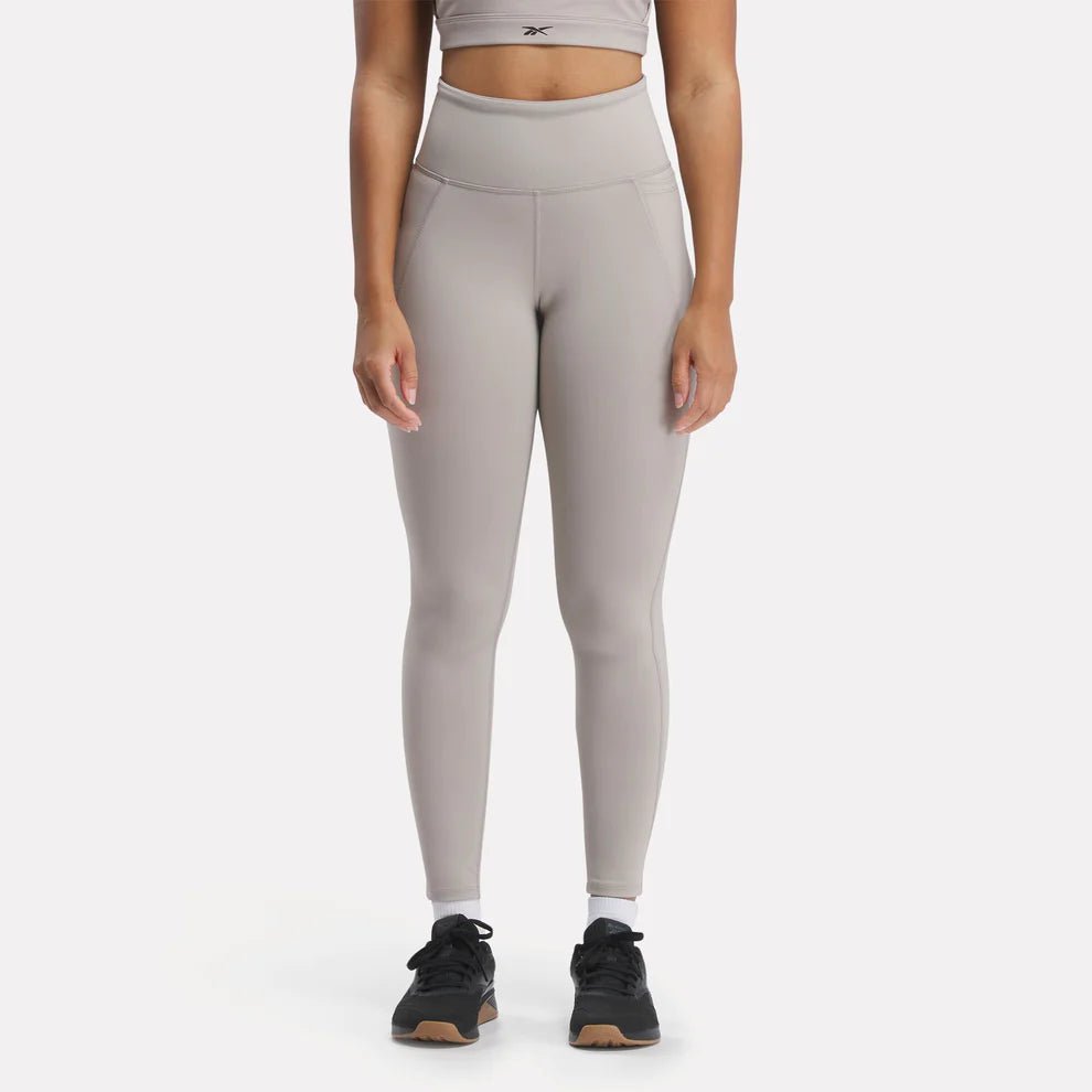 Reebok Women's Lux High-Waist Grey Yoga Tights - Comfortable Workout Leggings for Running, Gym & Lounge