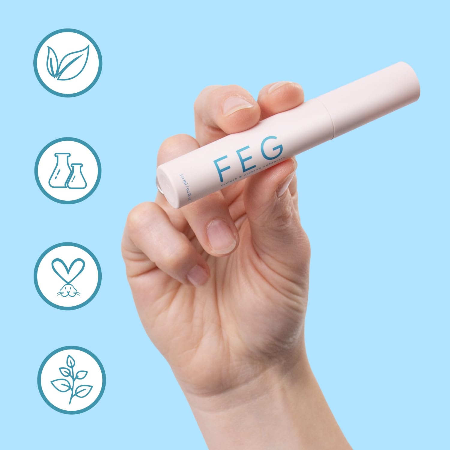 FEG Eyelash Growth Serum for Longer, Thicker & Darker Lashes & Brows | Natural Lash Enhancer with Rapid Results | Perfect for Daily Use, Special Occasions & Makeup Routines