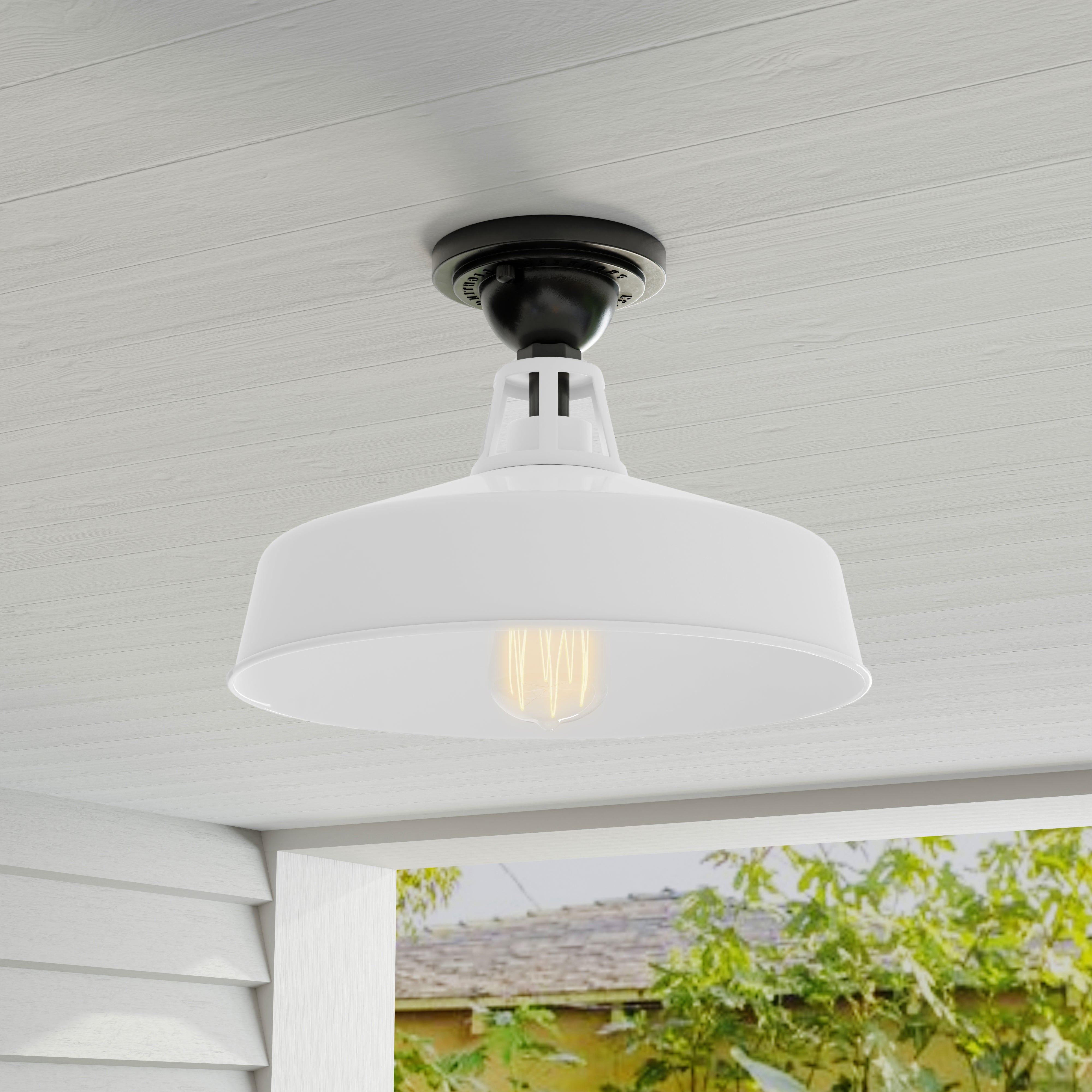 Cedar Springs Collection One Light Semi Flush Mount Ceiling Light Fixture - Modern Farmhouse Lighting for Bedroom, Living Room & Hallway