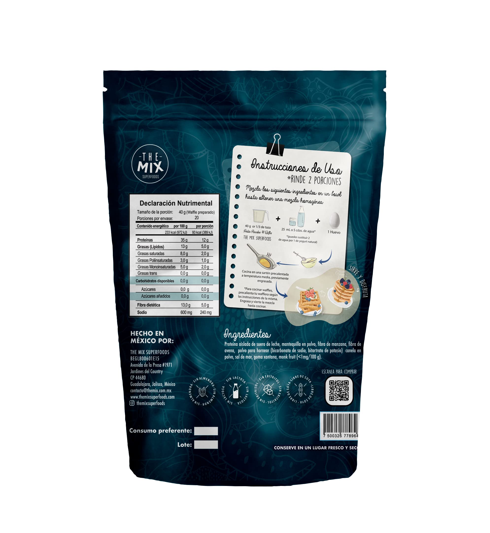 Keto Pancake & Waffle Mix - Zero Carb, Sugar Free, Gluten Free, Nut Free - 15g Protein & 10g Fiber per Serving - Monk Fruit Sweetened - 20 Servings (400g) - Perfect for Low Carb Breakfast & Ketogenic Diet