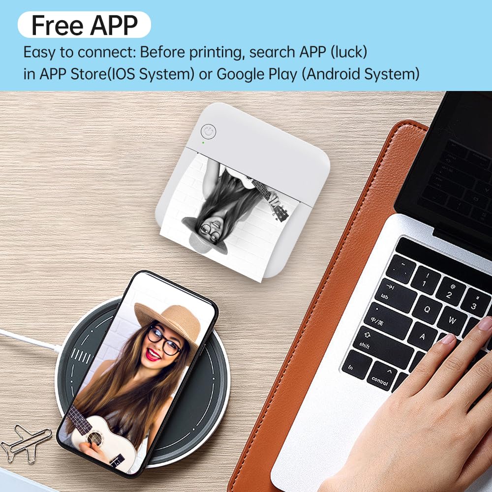 YIWENG Mini Pocket Thermal Printer - Portable Sticker Maker with 203DPI High Resolution, Bluetooth Connectivity for Smartphones - Perfect for Home Labeling, Small Business Inventory, and Instant Photo Printing