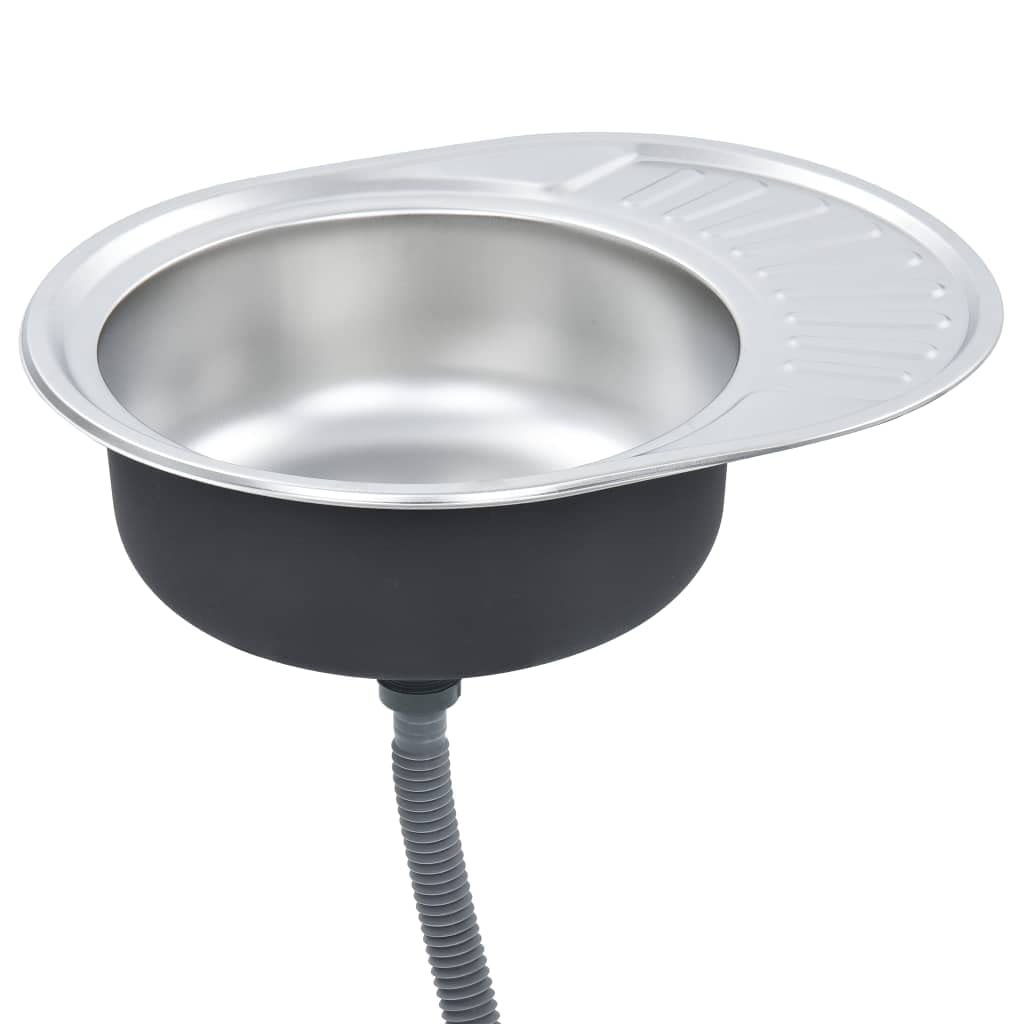 Premium Stainless Steel Kitchen Sink with Strainer & Drain - 16 Gauge Oval Design for Modern Kitchens | Perfect for Cooking, Washing Dishes & Food Prep