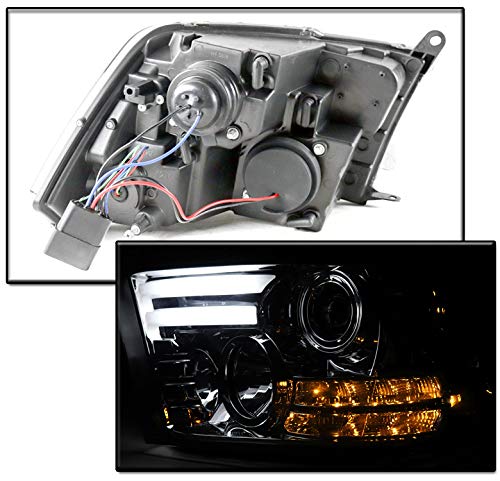 Smoke LED DRL Projector Headlights for 2013-2018 Ram 1500/2500/3500 - High Performance Replacement Headlamps with Daytime Running Lights - Perfect for Off-Roading & Night Driving