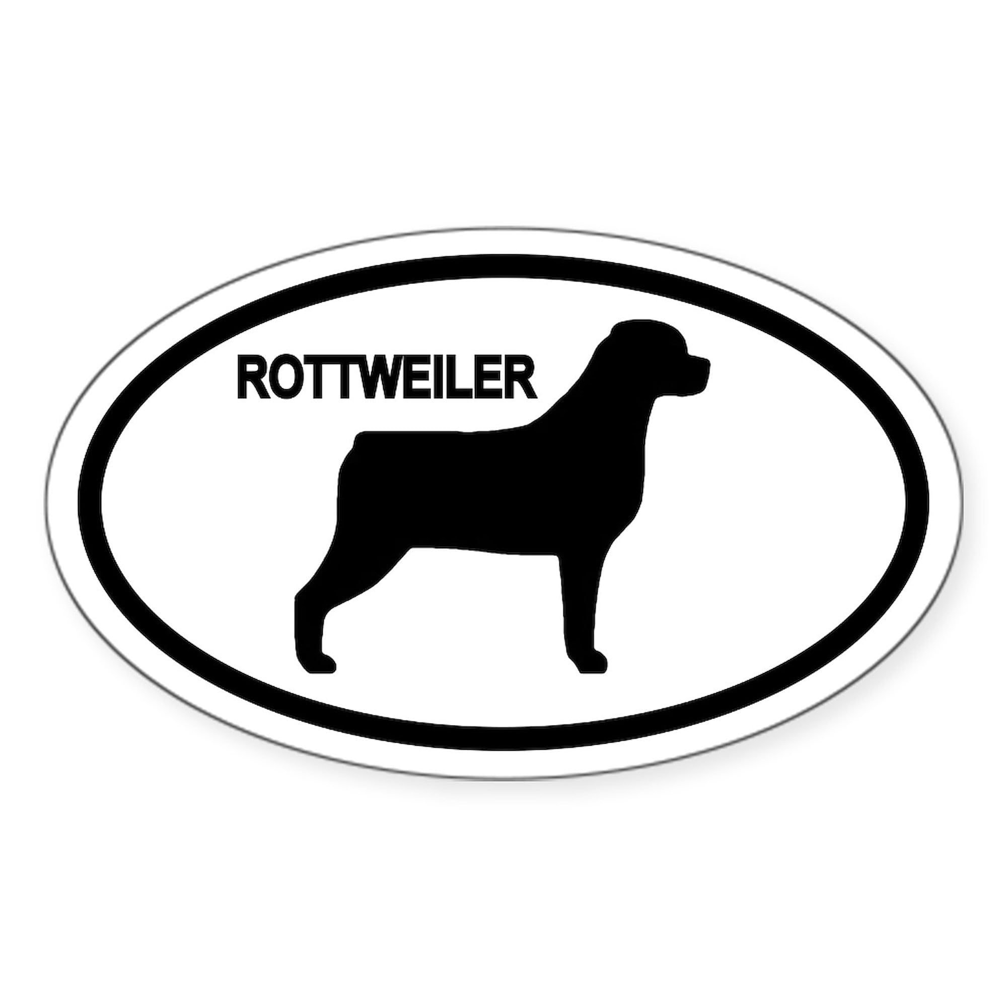 Rottweiler Oval Car Bumper Sticker - Durable Decal for Vehicles & Laptops