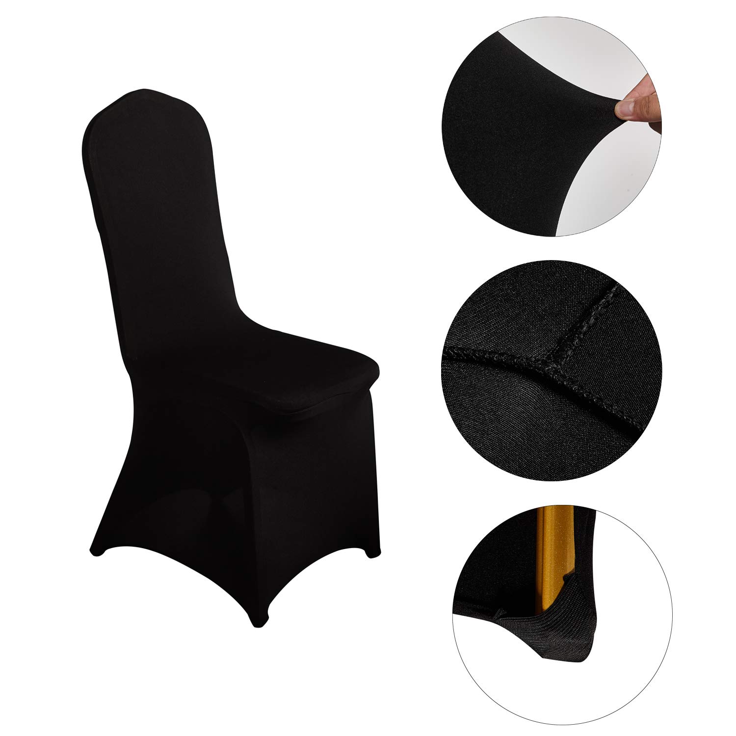 LZY Spandex Stretch Chair Covers for Wedding, Party, Banquet & Dining - Elastic Slipcovers (100-Pack, Black) - Perfect for Event Decor, Home Dining & Office Chairs