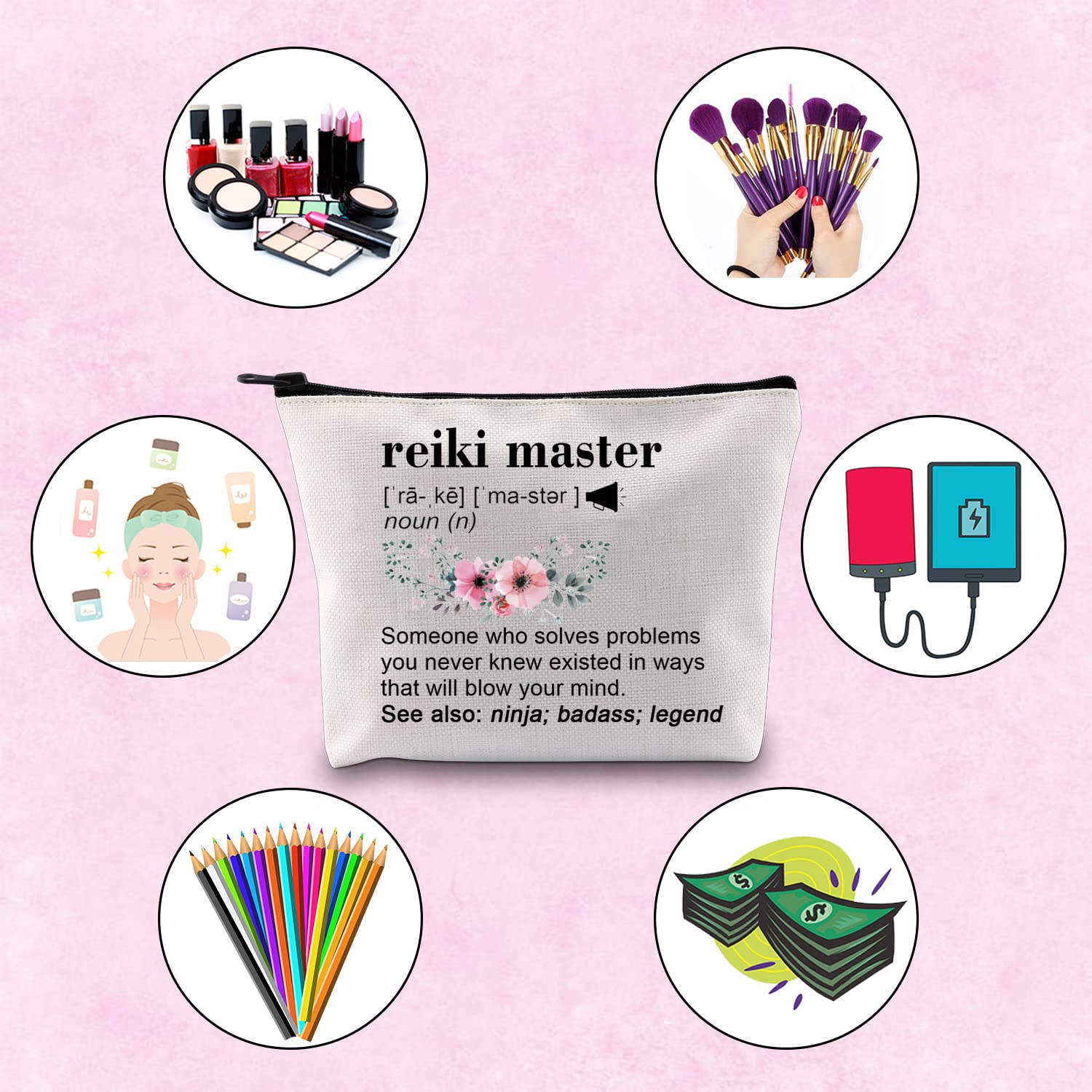 TSOTMO Reiki Master Gift Set - Spiritual Healing Teacher Appreciation Present with Zipper Pouch & Makeup Bag | Perfect for Energy Healing Sessions, Yoga Classes & Meditation Retreats
