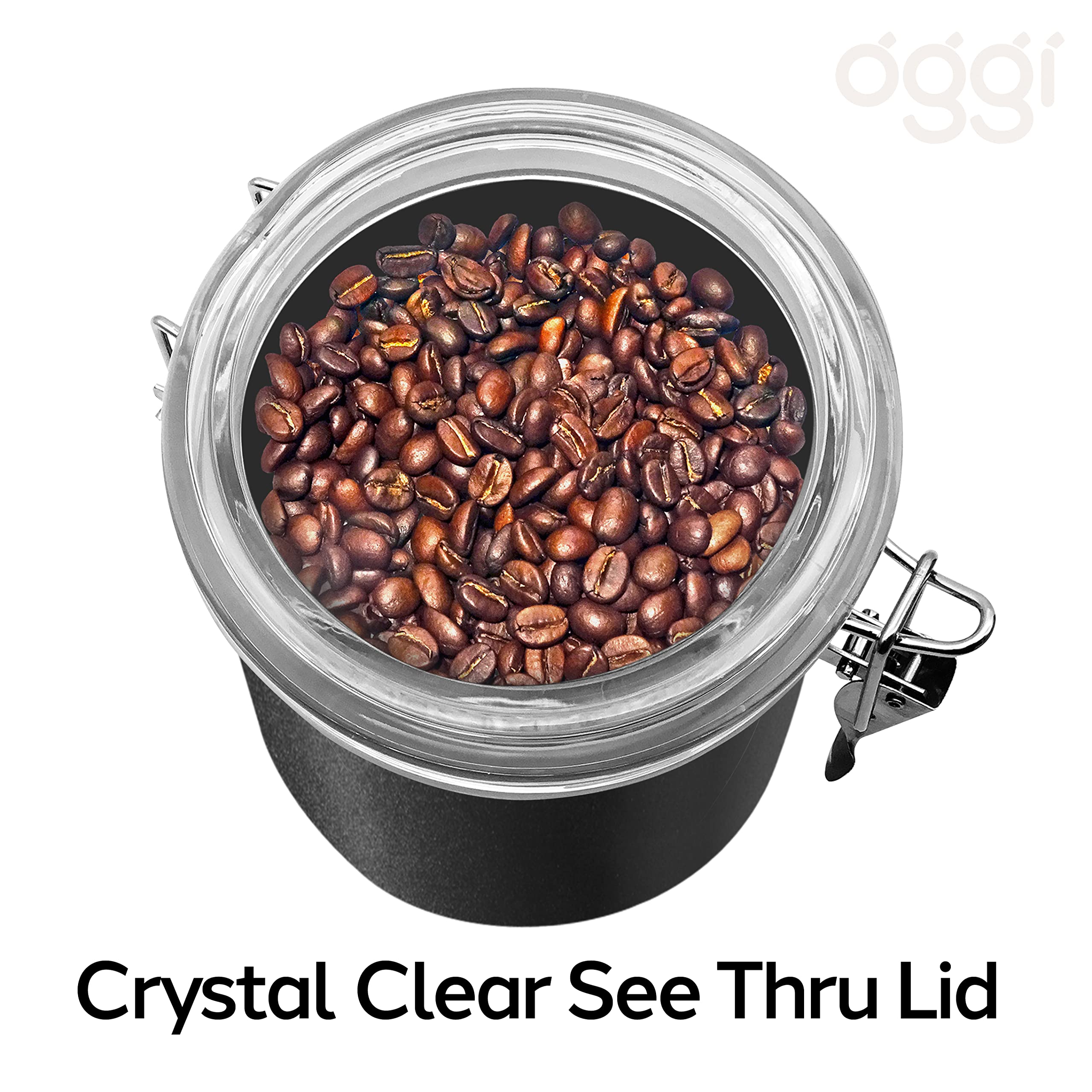 Oggi 47 fl oz Airtight Stainless Steel Kitchen Canister with Clear See-Through Lid - Perfect for Flour, Sugar, Coffee, Tea & Dry Food Storage - Ideal for Pantry, Countertop & Kitchen Organization (5