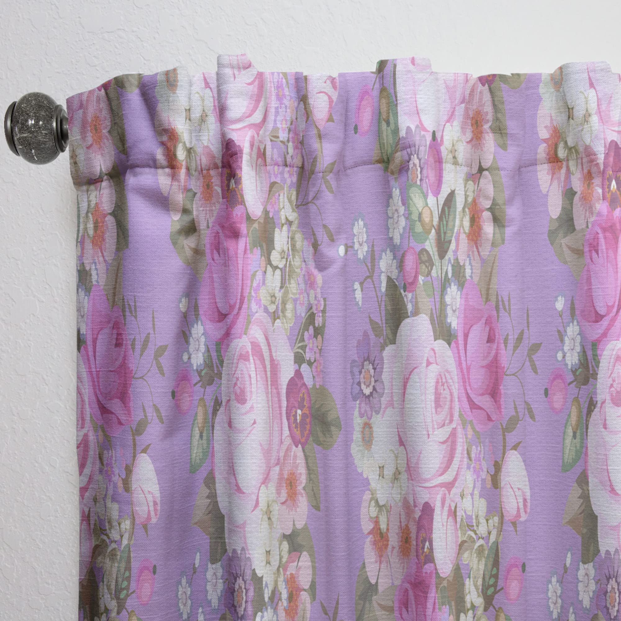 DesignQ Country Rose Pattern Thermal Insulated Curtains - Single Panel 52x84 Inches - Elegant Window Treatments for Bedroom & Living Room - Perfect for Home Decor & Temperature Control