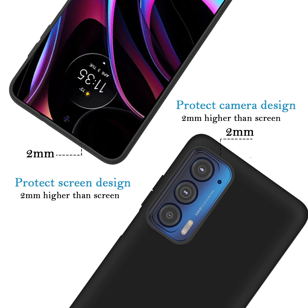 Custom Personalized Photo Text Name Phone Case for Motorola Edge 2021/Edge 5G UW - Anti-Scratch Soft TPU Protective Cover (Black) - Perfect for Daily Use, Travel & Gift Giving