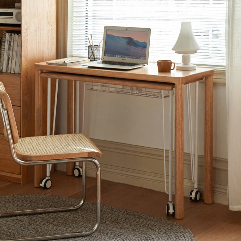 Solid Oak Wood Two-Tier Stackable Office Desk - Perfect for Home Office, Workspace & Small Business Use