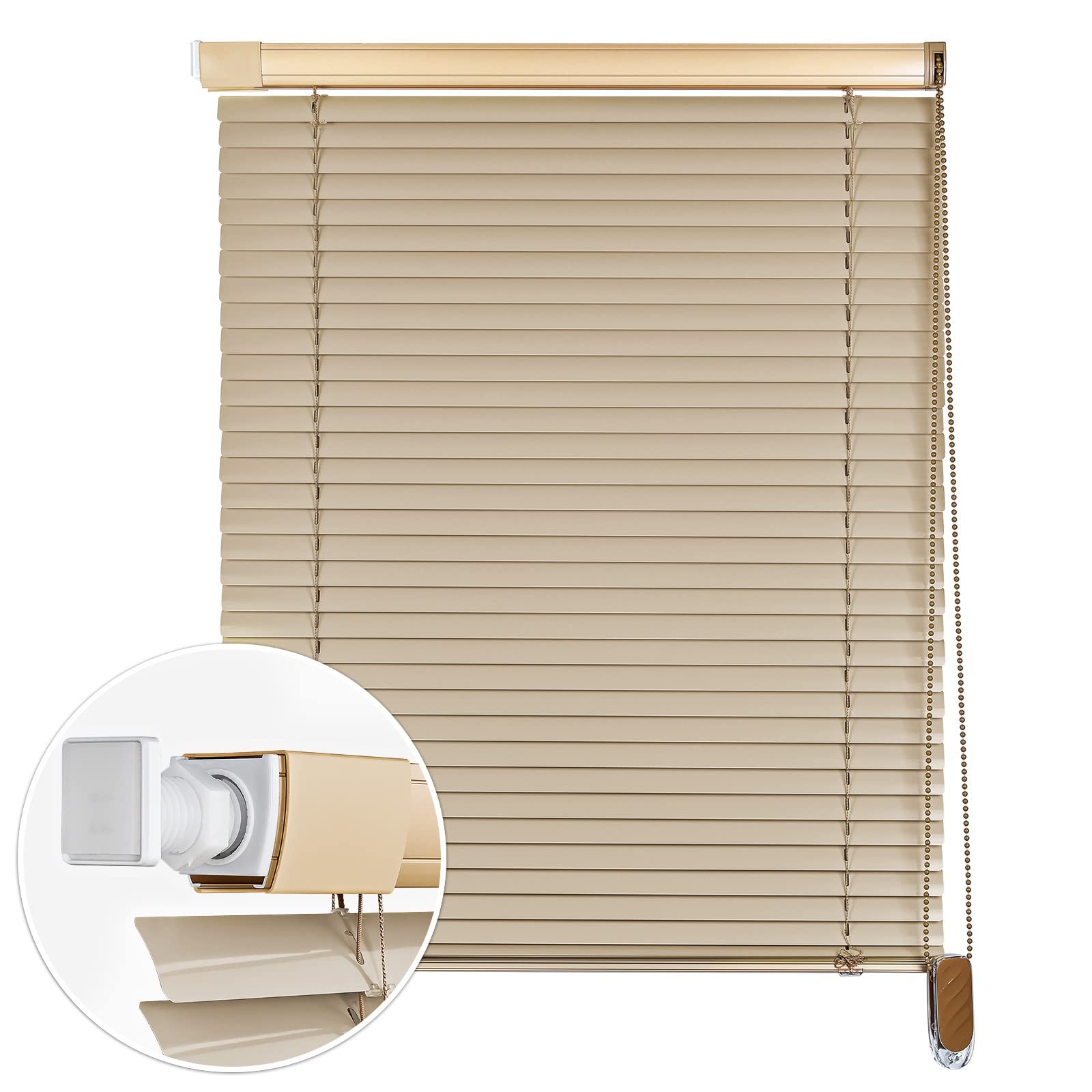 No Drill Venetian Blinds for Doors & Windows - Keego Privacy Window Shades Custom Size Corded Mini Blinds for Home, Kitchen, Bathroom, Bedroom, Office & Living Room - Champagne 55