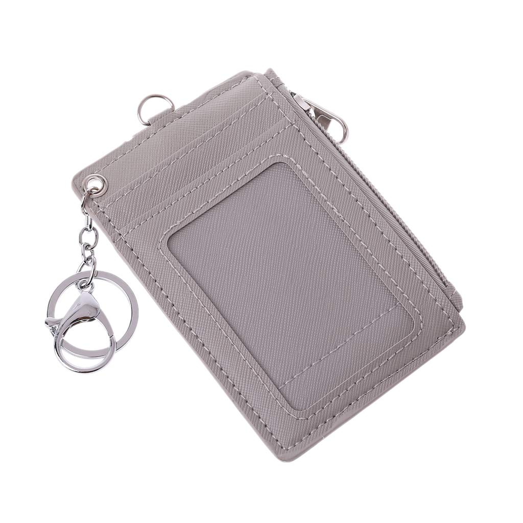 Premium Leather Business Card Holder & ID Badge Wallet - Portable Credit Card Organizer with Keychain for Men & Women - Office, Travel, Everyday Use