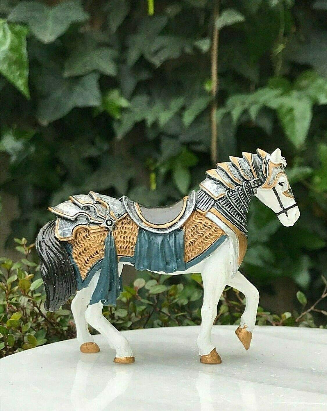 Enchanted Fairy Garden Decor Set - Miniature Dollhouse Accessories & Medieval Horse Figurine for Fairy Tale Gardens, DIY Terrariums, and Home Decor