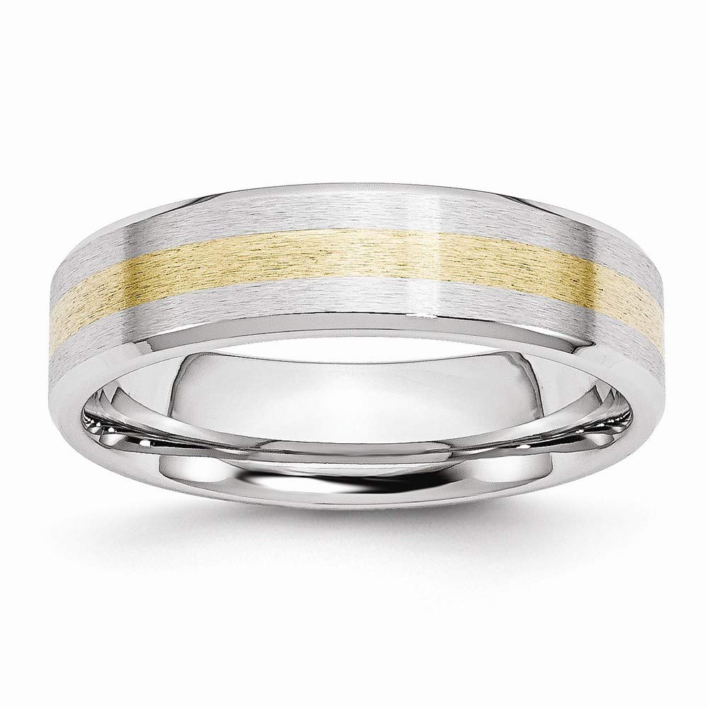 Elegant 14k Gold Inlay Cobalt Chromium Wedding Band Ring for Women - 6mm Polished & Engravable Jewelry Gift (Sizes 7-13) - Perfect for Anniversaries, Engagements & Special Occasions