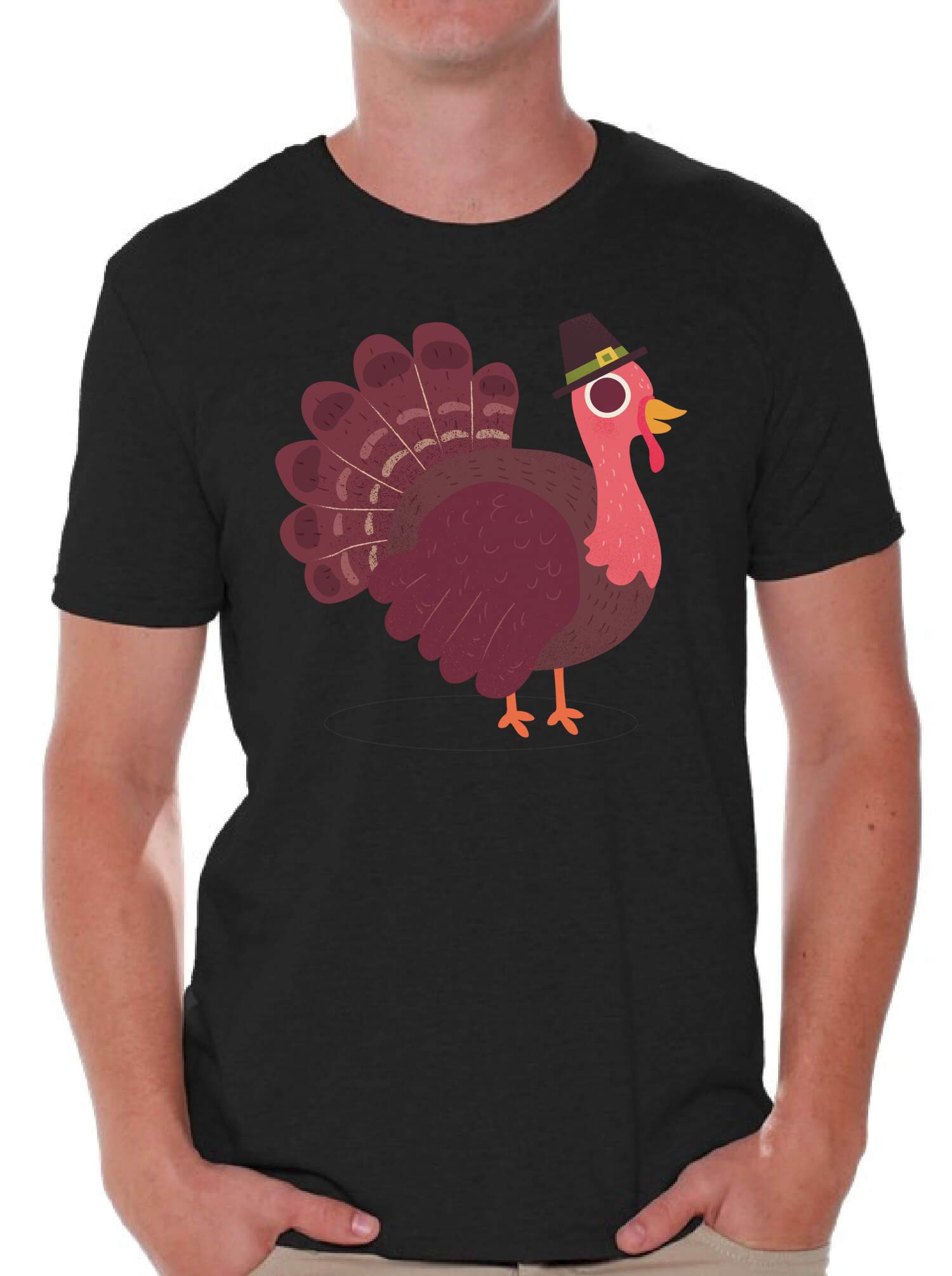 Funny Thanksgiving T-Shirt for Men - Pink Turkey Graphic Novelty Shirt | Holiday Party, Family Gathering & Casual Wear