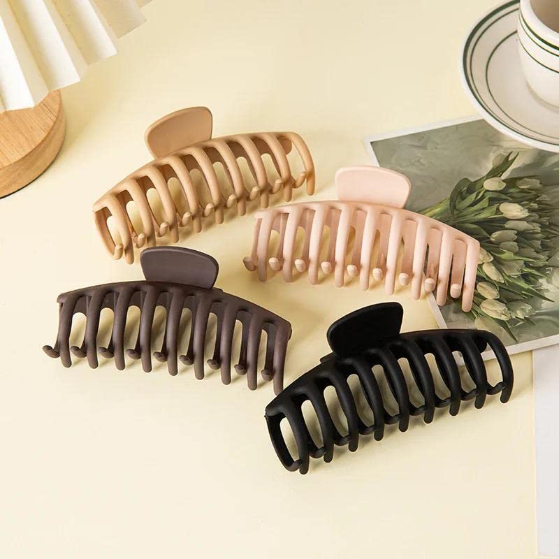 Radhya Large Hair Claw Clips for Women - Matte Banana Clips for Thick & Thin Hair (4-Pack) | Perfect for Updos, Ponytails & Everyday Hairstyles