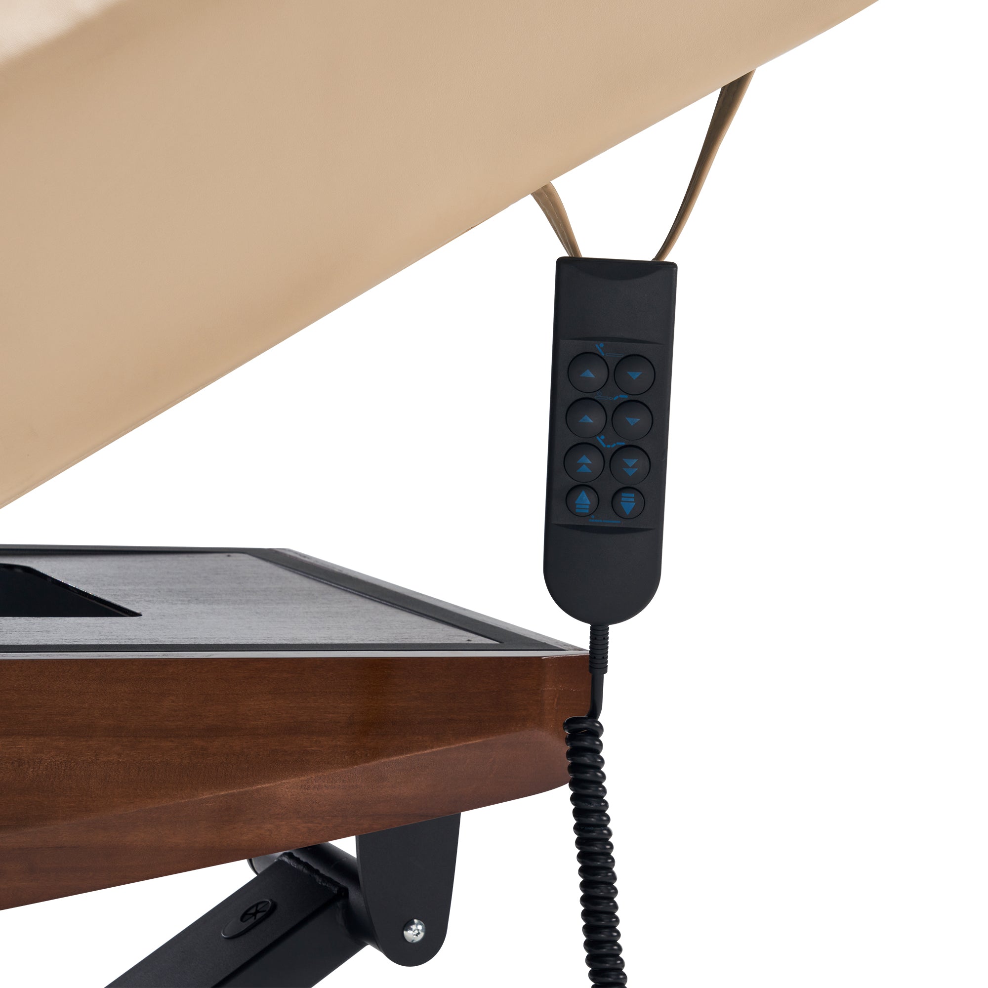 Premium Electric Lift Massage Table - Deluxe Spa Salon Stationary Bed with Cream Top & Walnut Base for Professional Massage Therapy & Relaxation