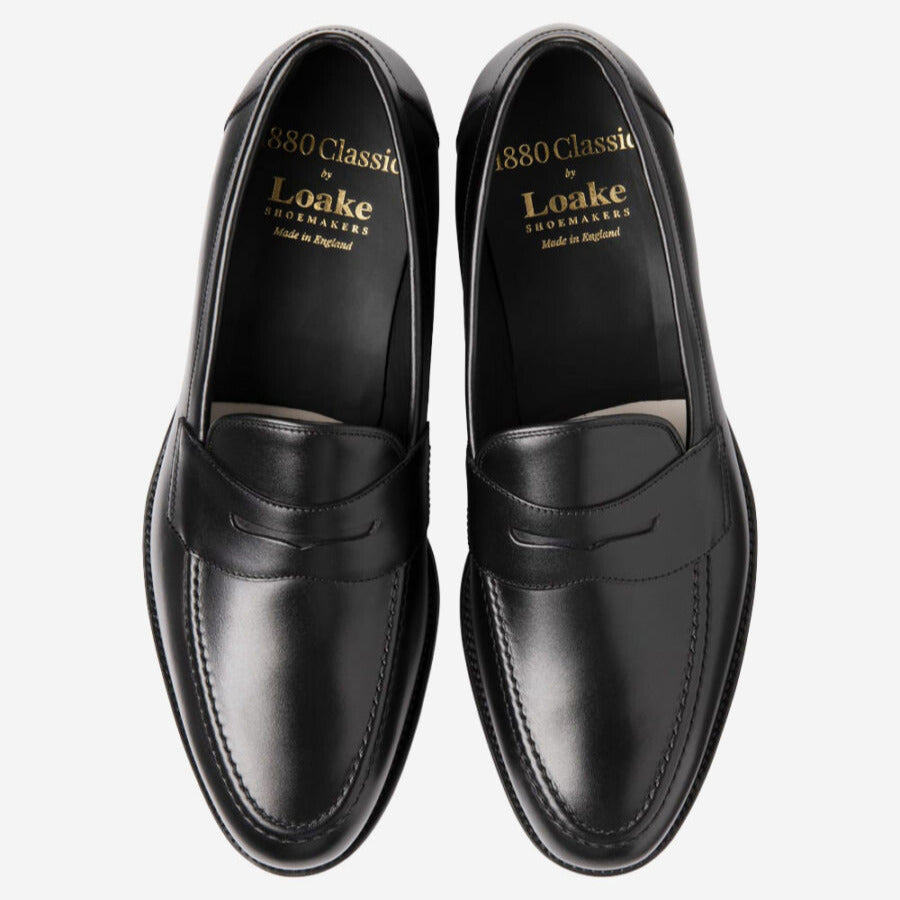 Premium Carbon Black Hornbeam Calf Leather Penny Loafers for Men - Classic Comfortable Slip-On Dress Shoes for Business, Office & Formal Occasions
