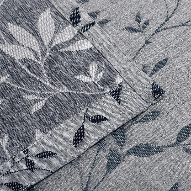 Ghera Jacquard Leaves Grommet Top Curtain Panel Set - Elegant Window Treatment for Living Room & Bedroom Decor